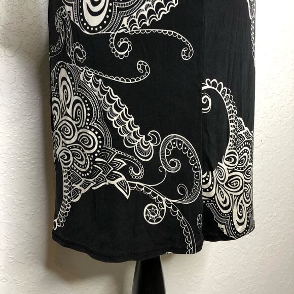 Hale Bob black cream gray mixed floral butterfly print silk dress size Small - Picture 9 of 12